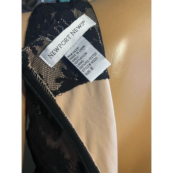 Newport News Women's Black Lace V-Neck Midi Formal Dress Size 8 - Picture 6 of 6
